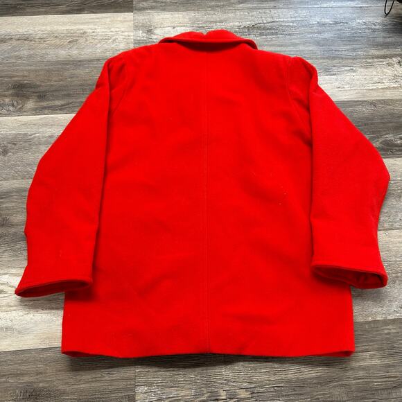 Vintage 80s Pendleton Red Women's Petite XL Wool Collared Pea Coat Made in U.S.A - Picture 2 of 7